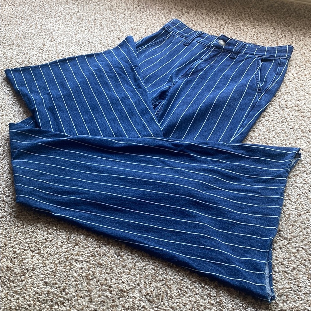 Litz Premium Denim Ladies Bell Bottom Jeans Vertical Pinstripes 26 # LP-40421C